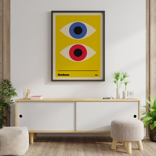 Bauhaus Eye Poster Print Modern Abstract Wall Art Minimal Geometric Design Poster for Contemporary Interior Decor