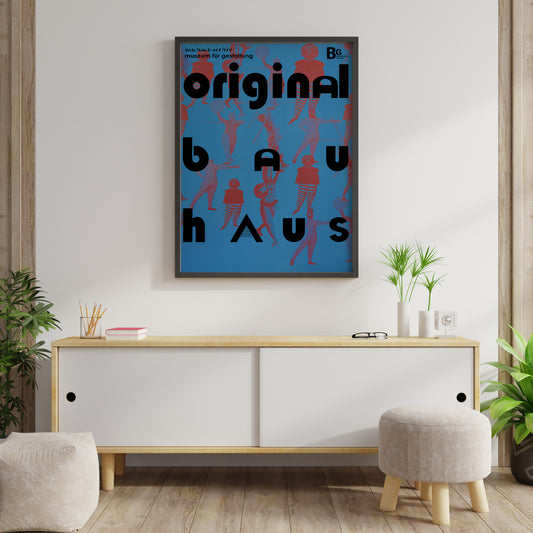 Bauhaus Ballet Poster – Mid Century Modern Wall Art Print in Navy Blue