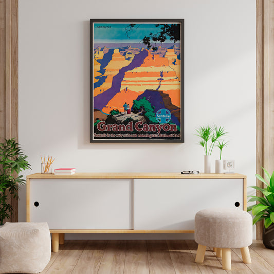 Vintage Grand Canyon Travel Poster – Retro Railway Advertising Wall Art Print