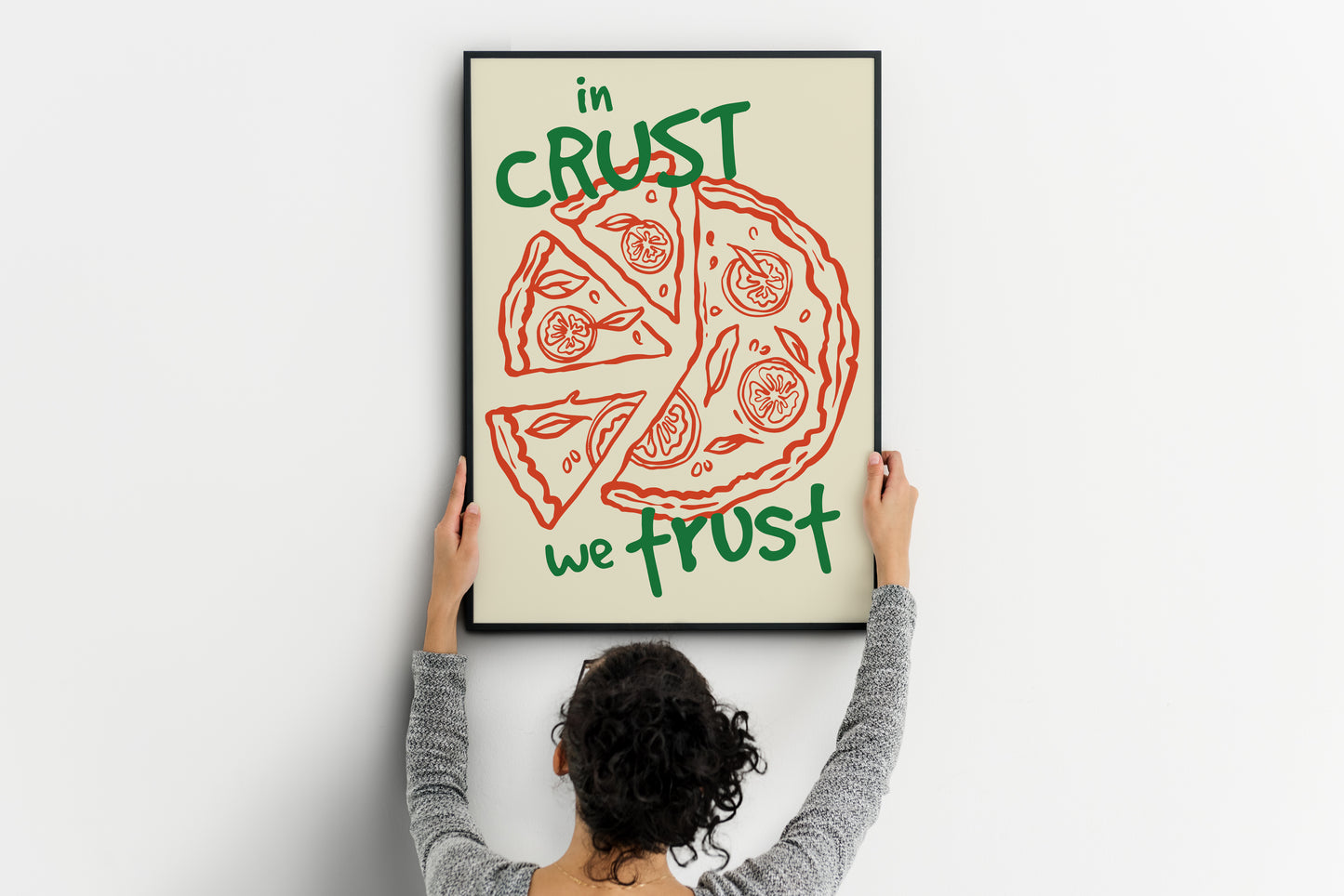 In Crust We Trust Pizza Poster – Food Quote Wall Art Print