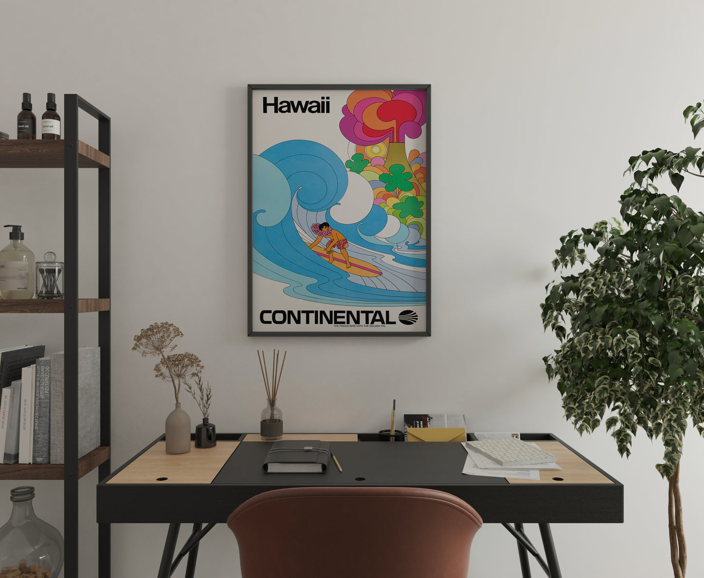 Hawaii Surf Travel Poster – Vintage Airline Inspired Wall Art Print