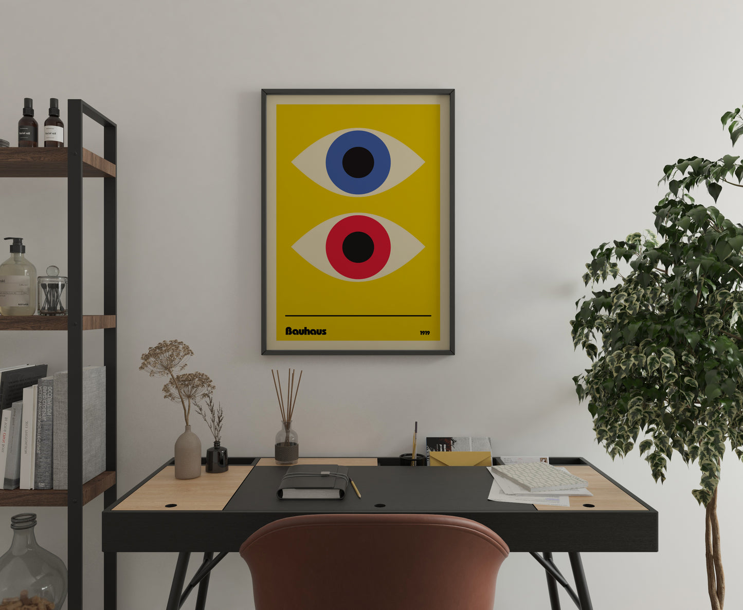 Bauhaus Eye Poster Print Modern Abstract Wall Art Minimal Geometric Design Poster for Contemporary Interior Decor