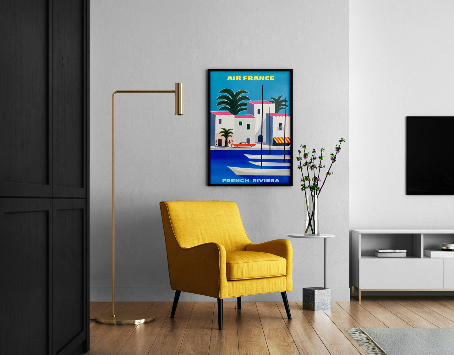 Air France French Riviera Poster | Vintage Travel Wall Art | Living Room Decor