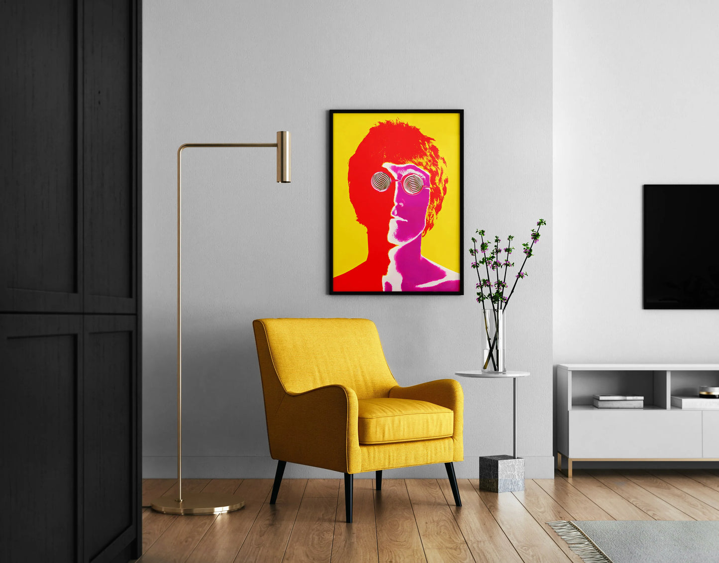 Beatles John Lennon poster with spiral sunglasses artwork for studio wall art
