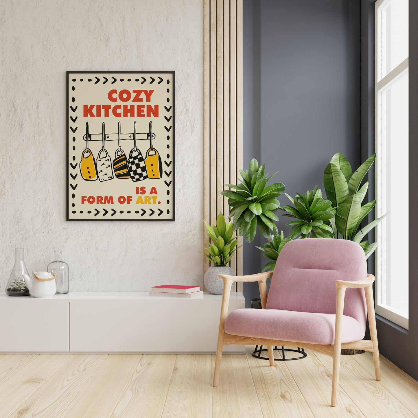 Cozy Kitchen Wall Art – Modern Retro Quote Poter