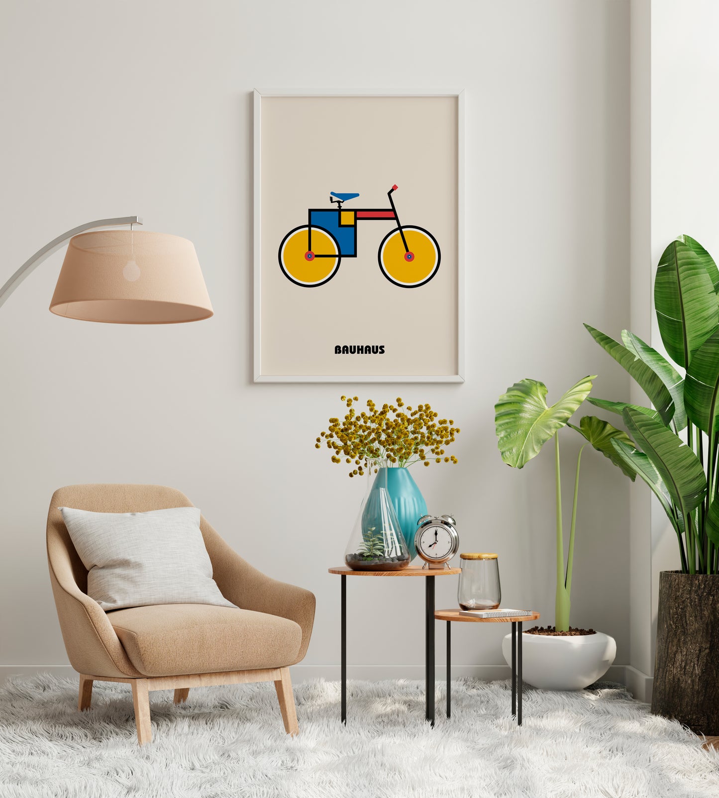Bauhaus Bicycle Poster | Geometric Cycling Wall Art | Home Office Decor