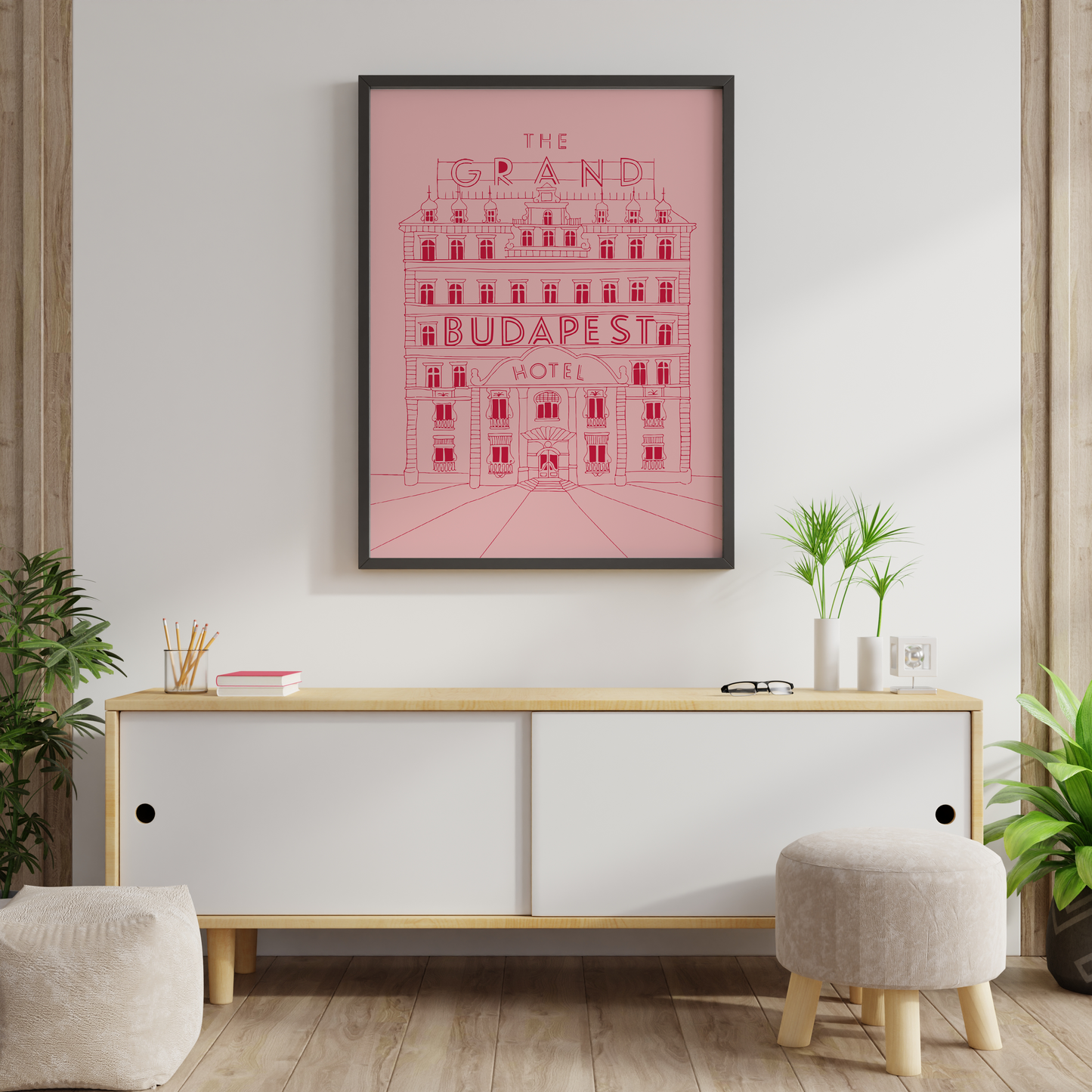The Grand Budapest Hotel Poster – Pink Architectural Movie Wall Art Print