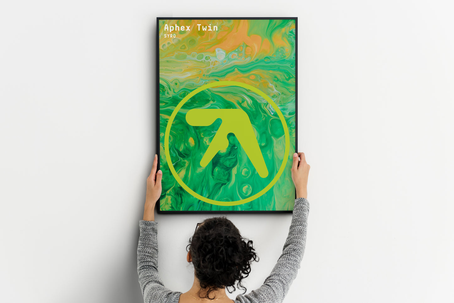 Abstract Electronic Music Poster Print – Green Minimalist Symbol Wall Art for Modern Interiors