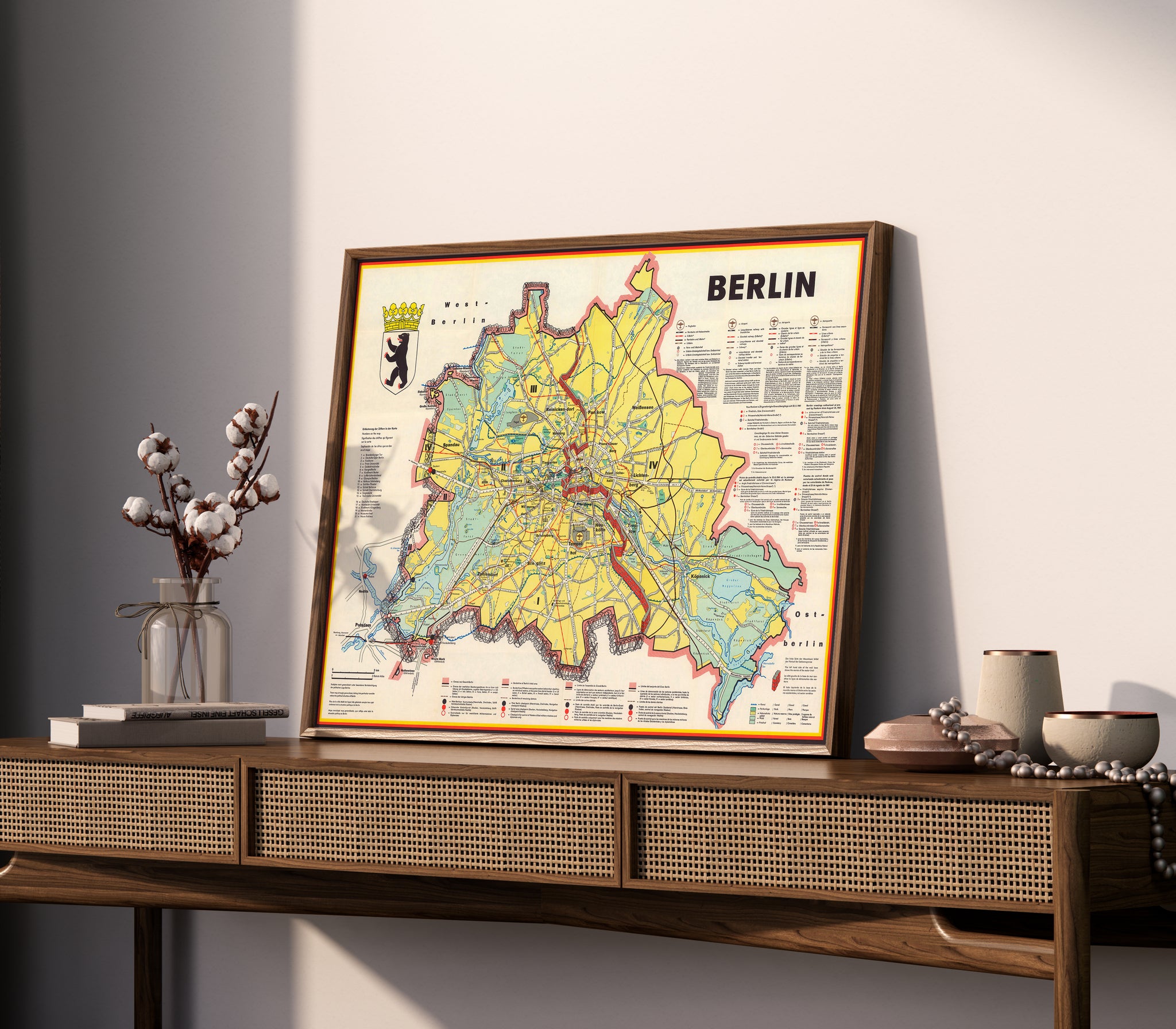 Cold War Berlin map poster showing the divided city in 1962