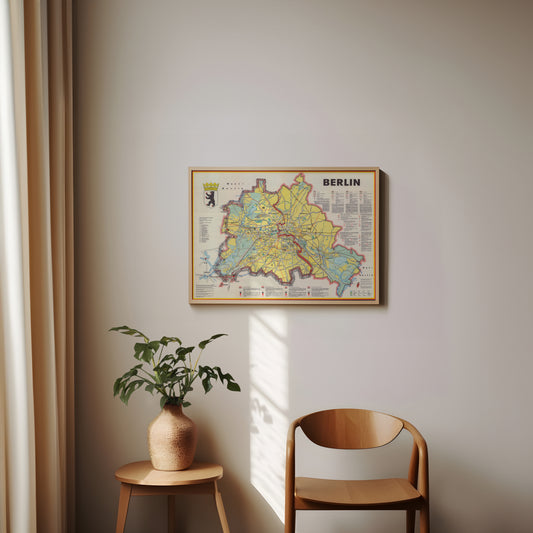 Historical 1962 Berlin Wall map poster with East and West Berlin division