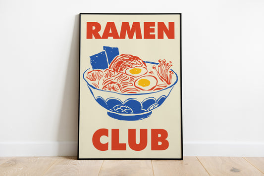 Japanese Food Poster Print – Ramen Club Illustration Wall Art for Kitchen Dining Home Decor