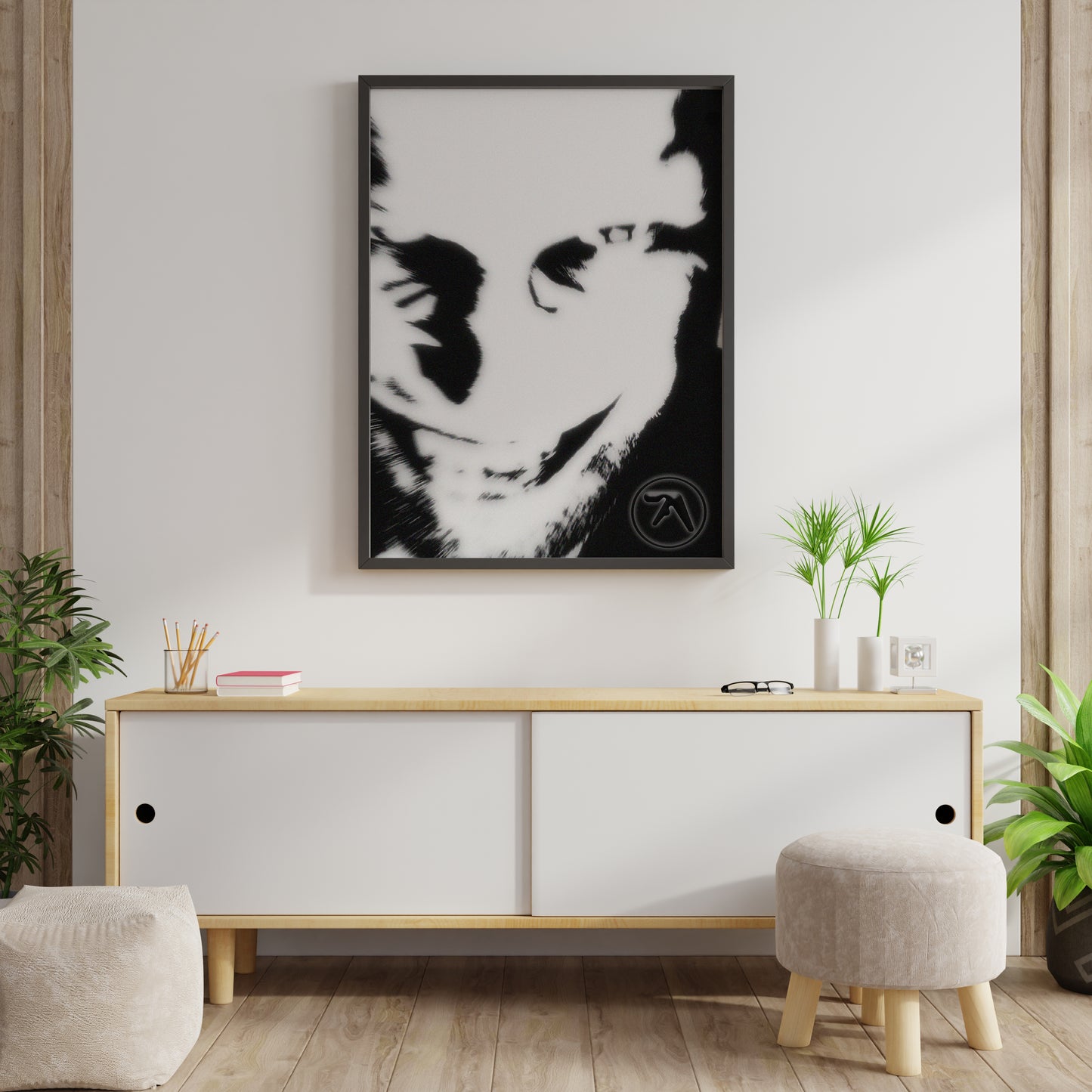 Electronic Music Album Cover Style Poster Print – Dark Portrait Wall Art for Modern Interiors