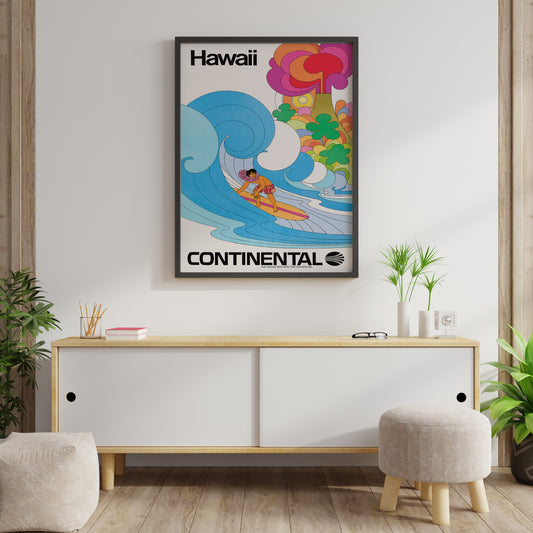 Hawaii Surf Travel Poster – Vintage Airline Inspired Wall Art Print