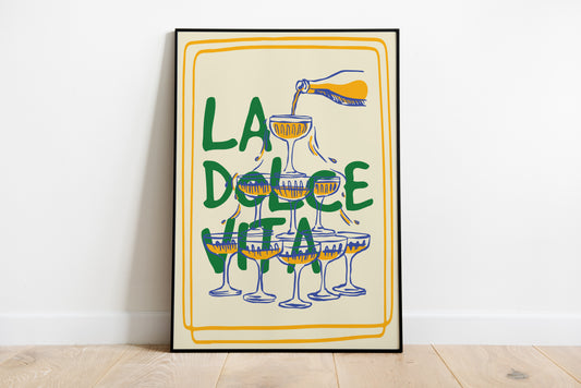 La Dolce Vita Cocktail Poster – Italian Wine & Aperitivo Wall Art Print