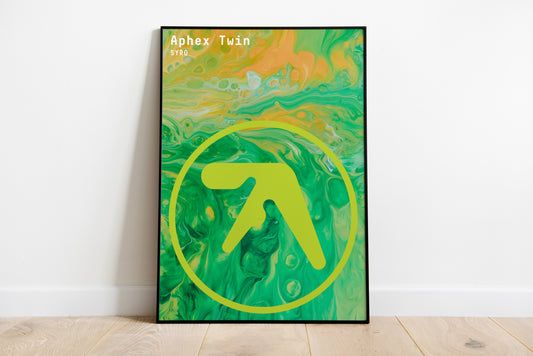 Abstract Electronic Music Poster Print – Green Minimalist Symbol Wall Art for Modern Interiors