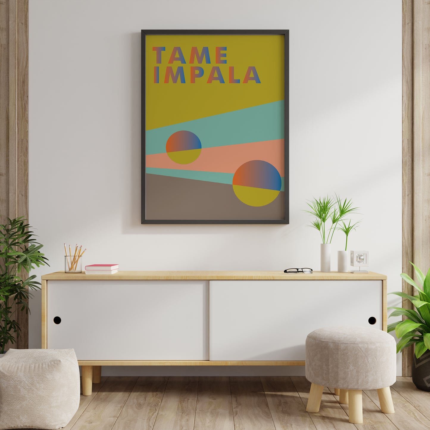Psychedelic Music Inspired Poster Print – Modern Abstract Geometric Wall Art for Living Room, Studio & Home Decor