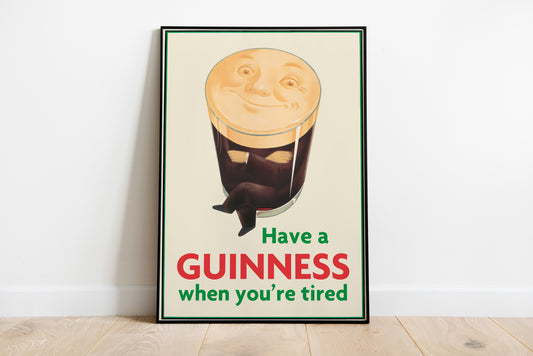 Vintage Beer Poster Print – Guinness Inspired Advertising Wall Art for Home Bar Kitchen Decor