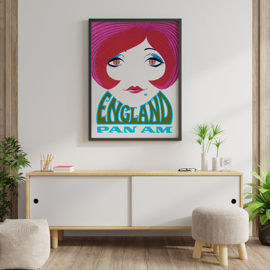 Vintage Aviation Travel Poster – England Airline Retro Wall Art Print