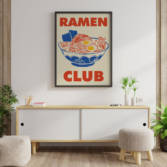 Japanese Food Poster Print – Ramen Club Illustration Wall Art for Kitchen Dining Home Decor