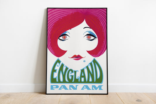 Vintage Aviation Travel Poster – England Airline Retro Wall Art Print