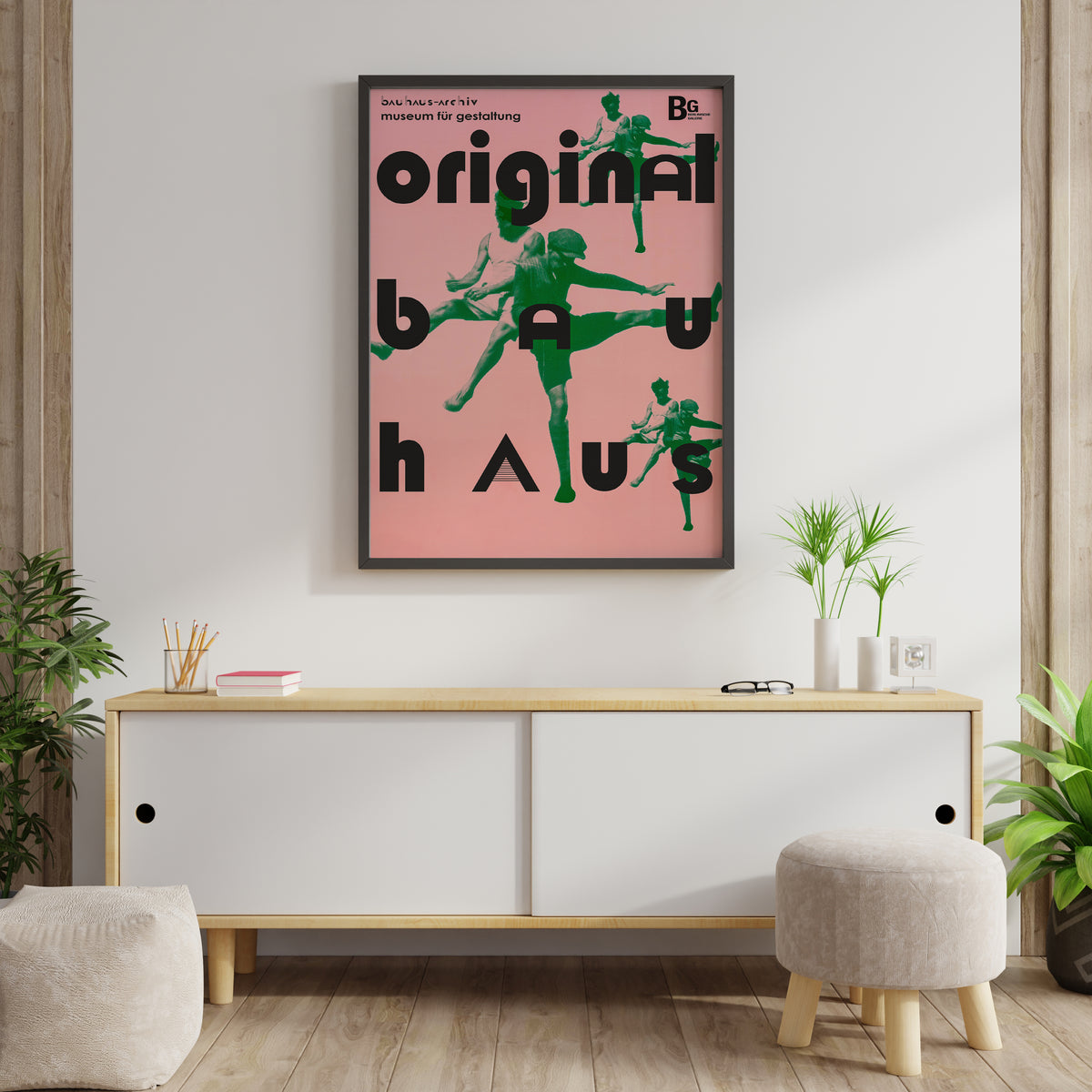 Bauhaus Archiv Poster Modernist Pink & Green Art Print Abstract Figures