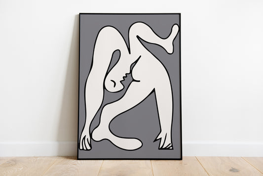 Cubist Acrobat Figure Wall Art – Modern Abstract Line Art Print (Picasso-Inspired)