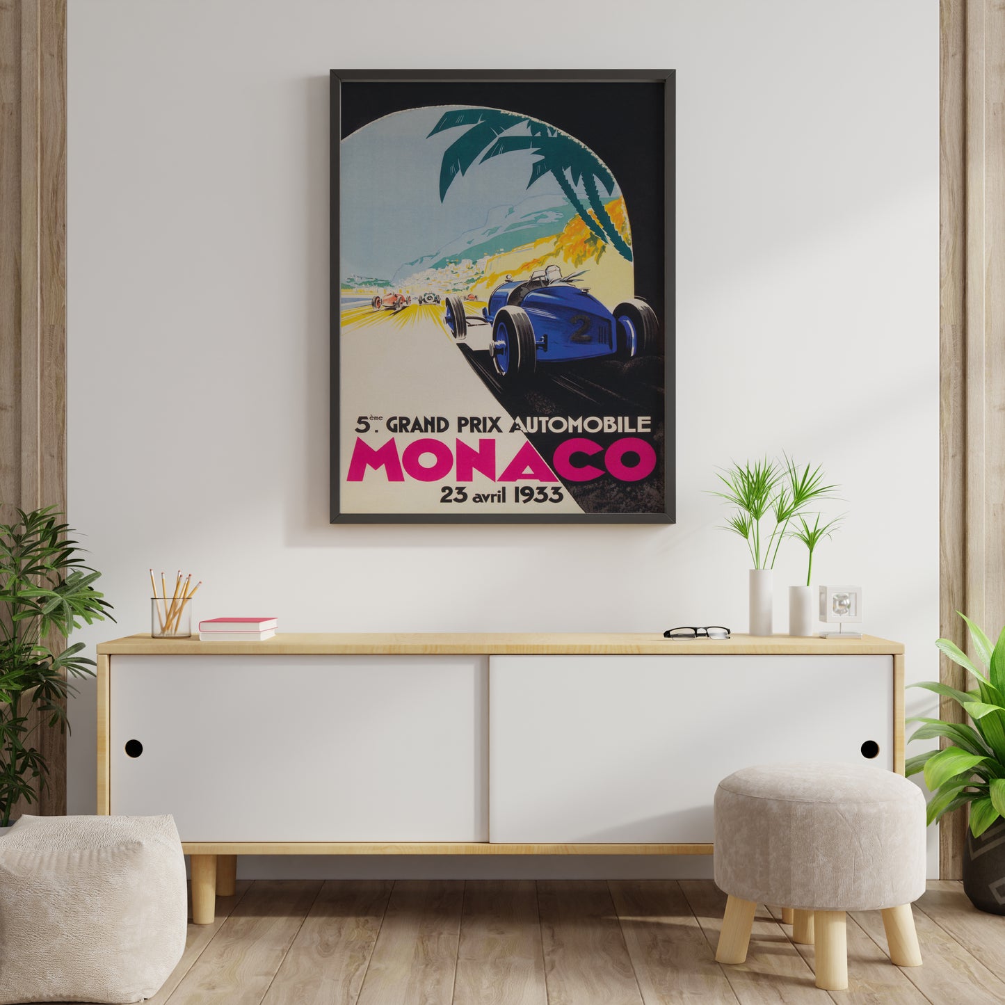 Vintage Monaco Grand Prix Inspired Poster Print – Classic Motorsport Wall Art for Office, Living Room & Home Decor