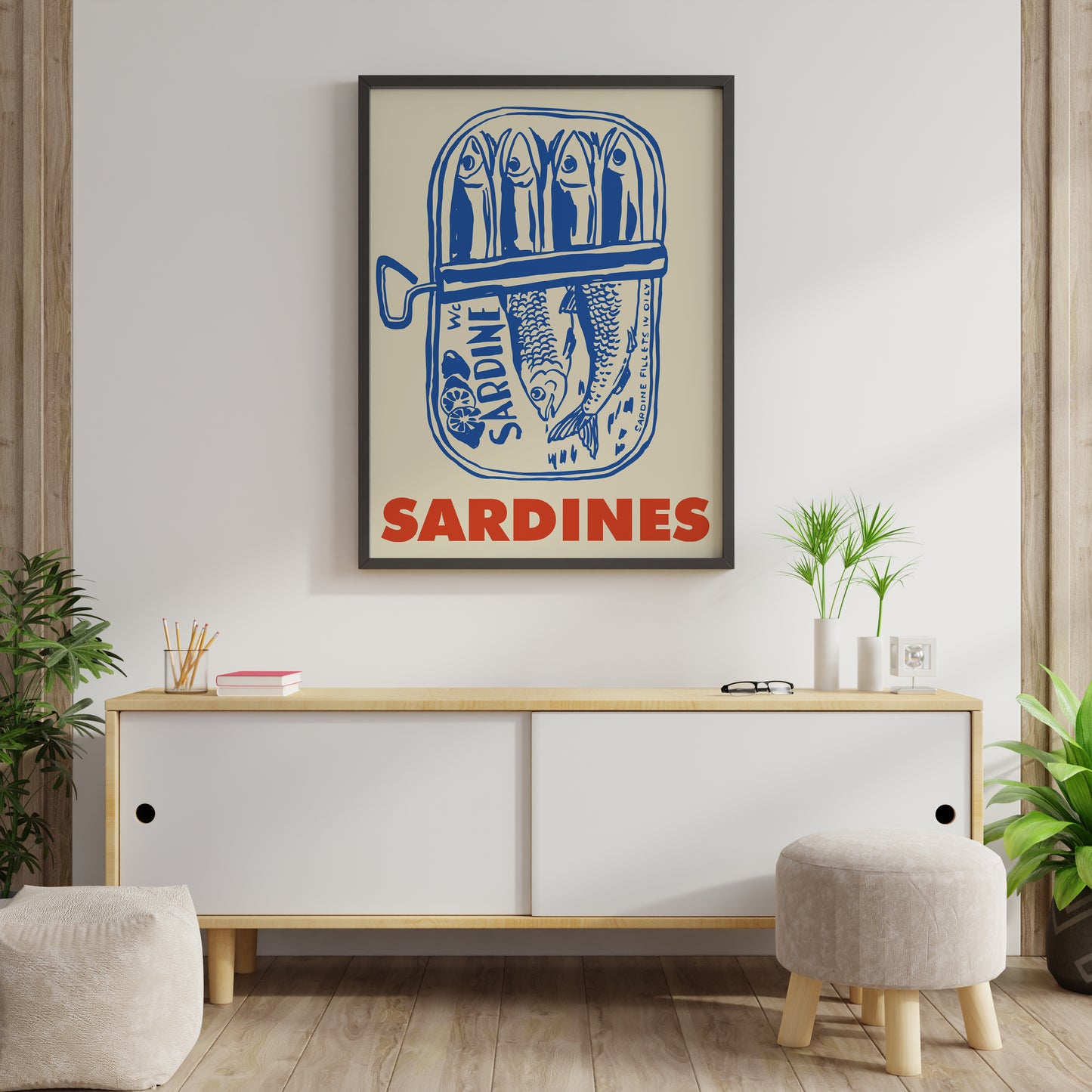 Vintage Sardines Kitchen Poster Retro Seafood Wall Art Print