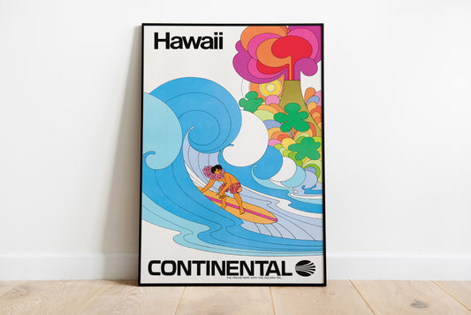 Hawaii Surf Travel Poster – Vintage Airline Inspired Wall Art Print