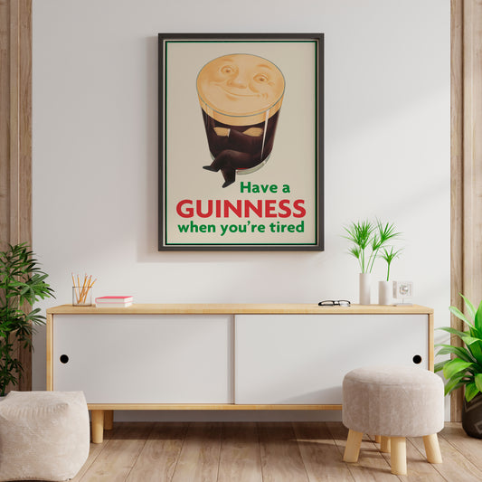 Vintage Beer Poster Print – Guinness Inspired Advertising Wall Art for Home Bar Kitchen Decor