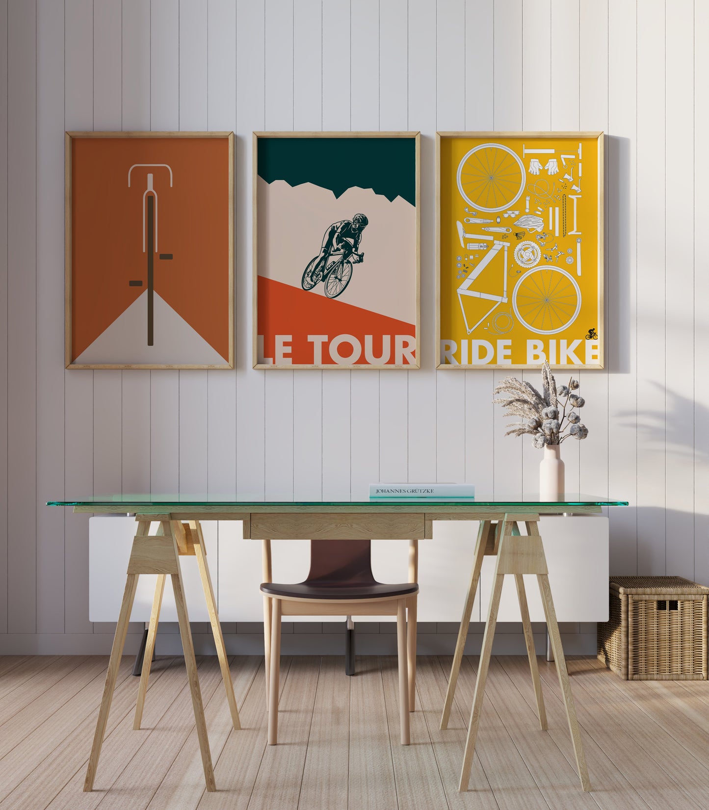 Minimalist Cycling Poster Set Retro Bike Wall Art Prints