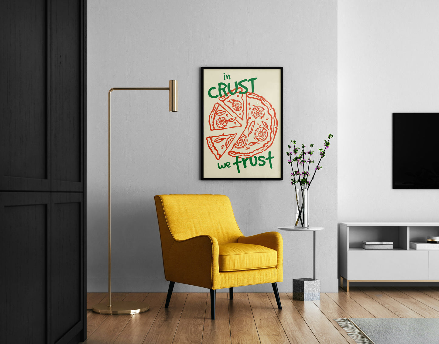 In Crust We Trust Pizza Poster – Food Quote Wall Art Print
