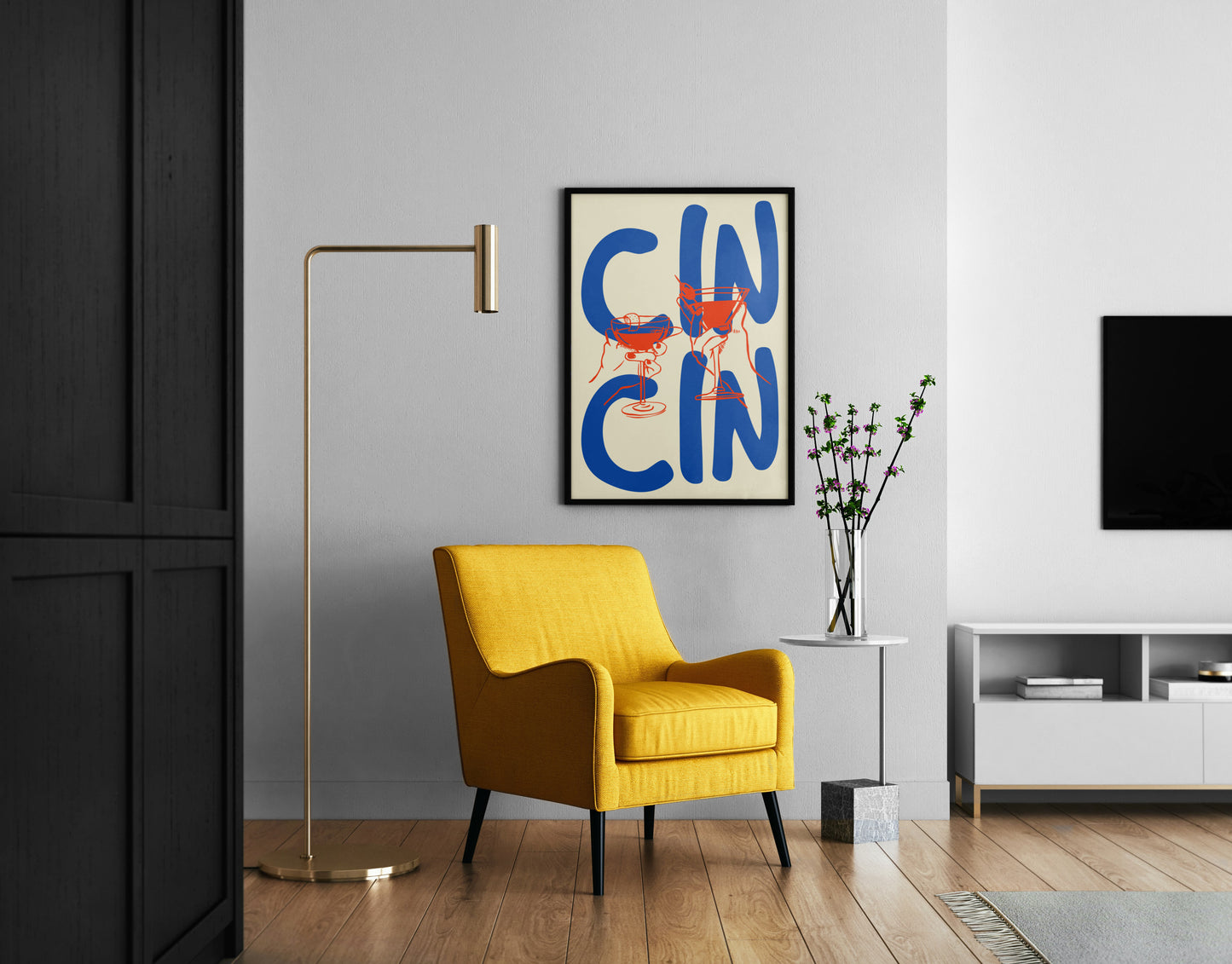 Cin Cin Cocktail Poster – Modern Wine & Aperitivo Wall Art Print