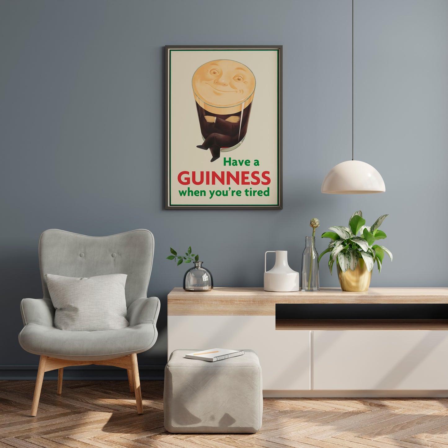 Vintage Beer Poster Print – Guinness Inspired Advertising Wall Art for Home Bar Kitchen Decor