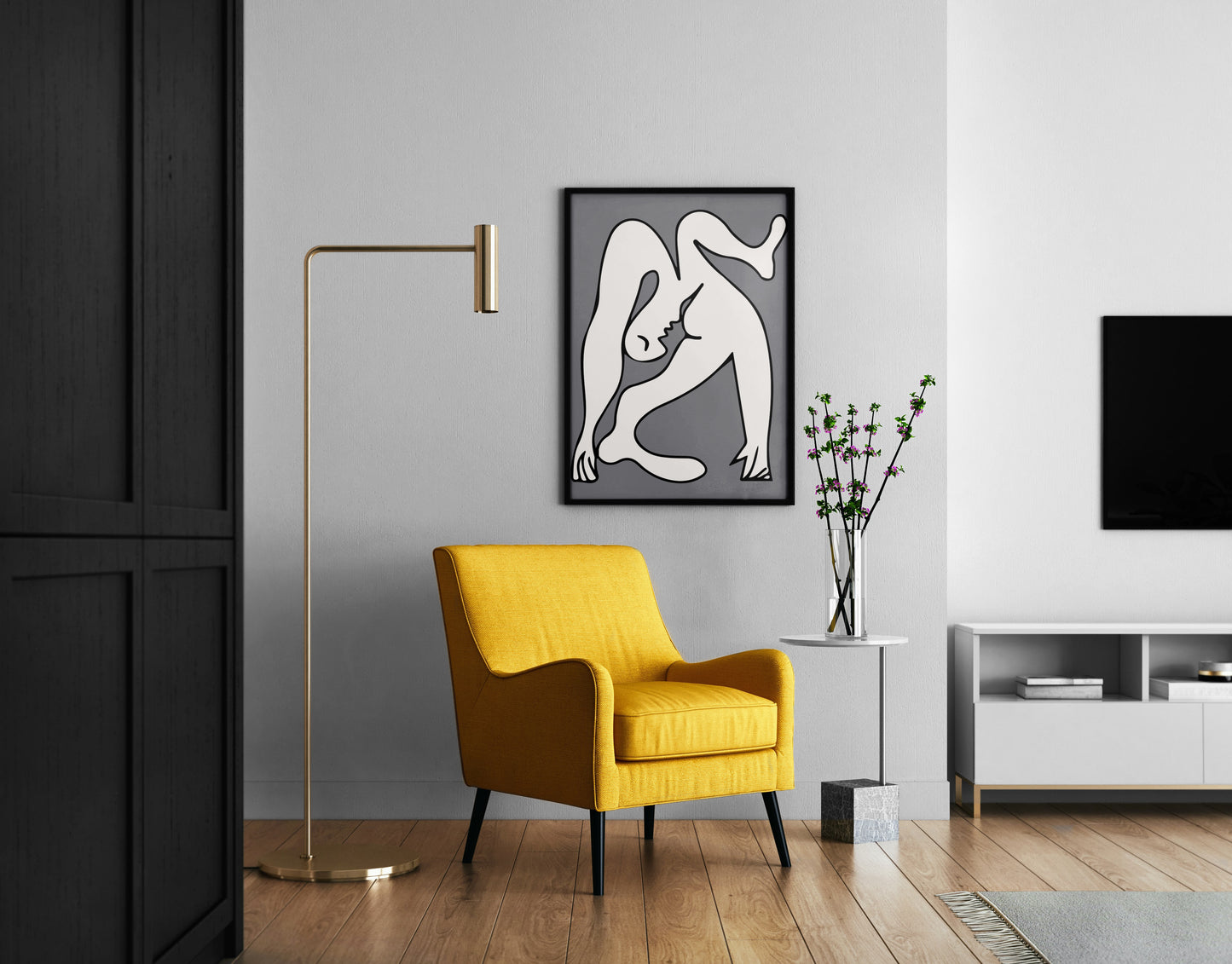 Cubist Acrobat Figure Wall Art – Modern Abstract Line Art Print (Picasso-Inspired)