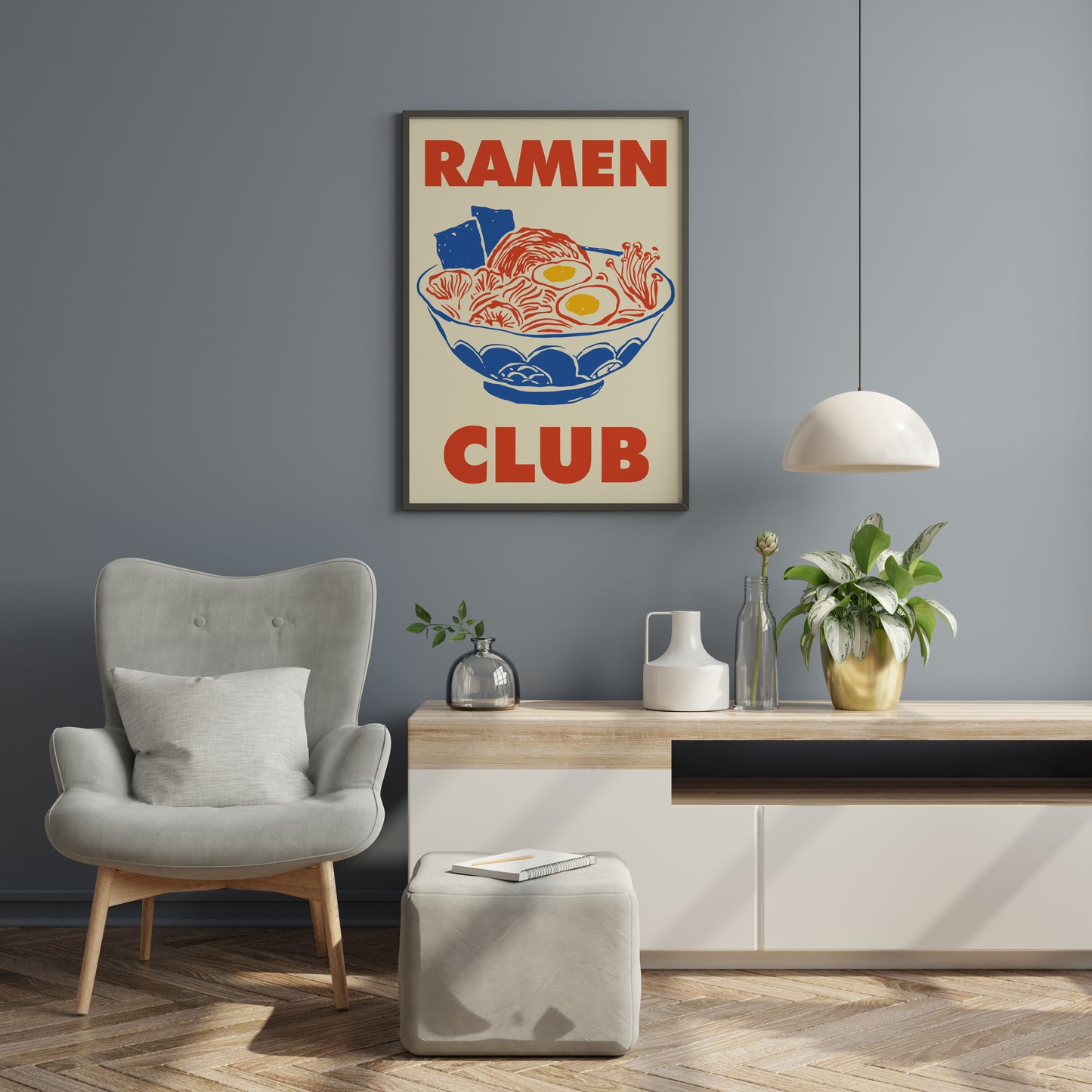 Japanese Food Poster Print – Ramen Club Illustration Wall Art for Kitchen Dining Home Decor