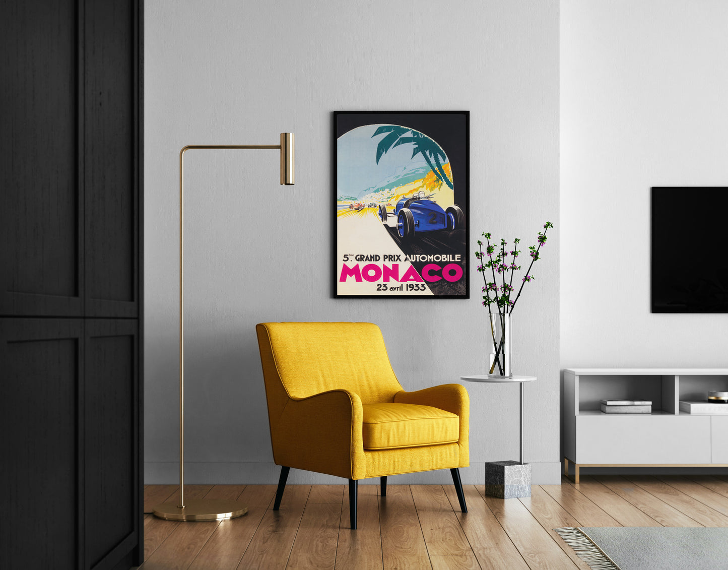 Vintage Monaco Grand Prix Inspired Poster Print – Classic Motorsport Wall Art for Office, Living Room & Home Decor