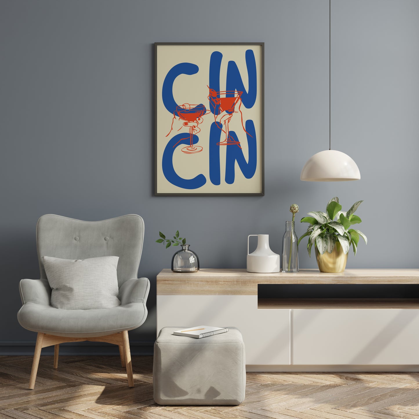 Cin Cin Cocktail Poster – Modern Wine & Aperitivo Wall Art Print