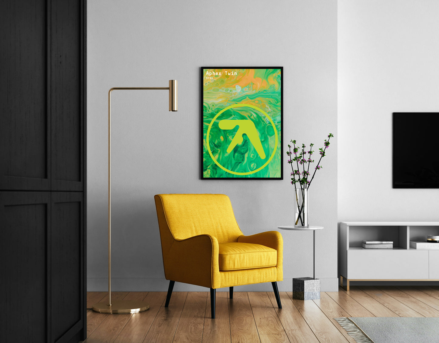 Abstract Electronic Music Poster Print – Green Minimalist Symbol Wall Art for Modern Interiors