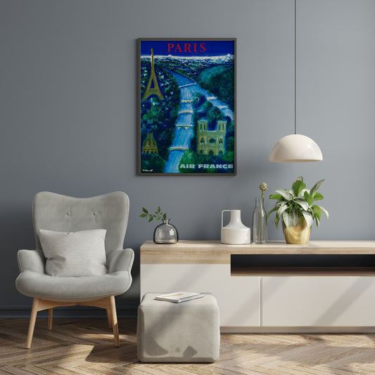 Air France Arc de Triomphe Paris Poster | Vintage Airline Travel Art