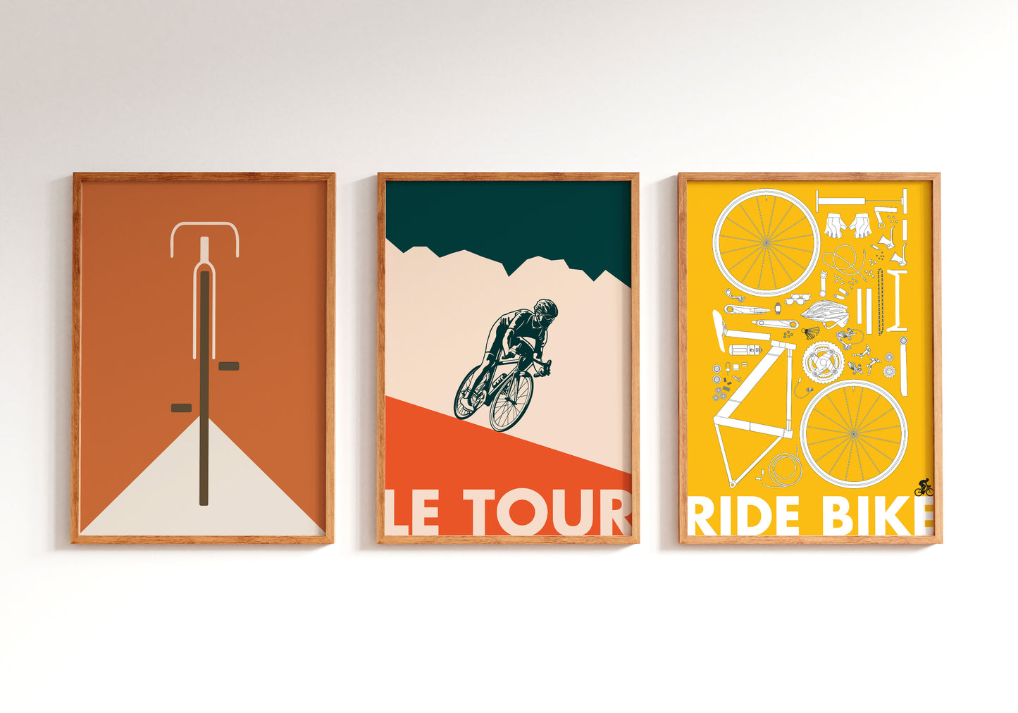 Minimalist Cycling Poster Set Retro Bike Wall Art Prints