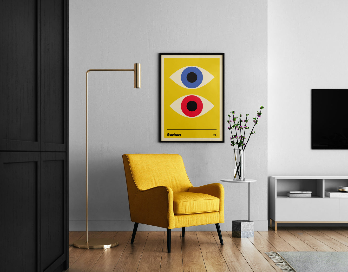 Bauhaus Eye Poster Print Modern Abstract Wall Art Minimal Geometric Design Poster for Contemporary Interior Decor