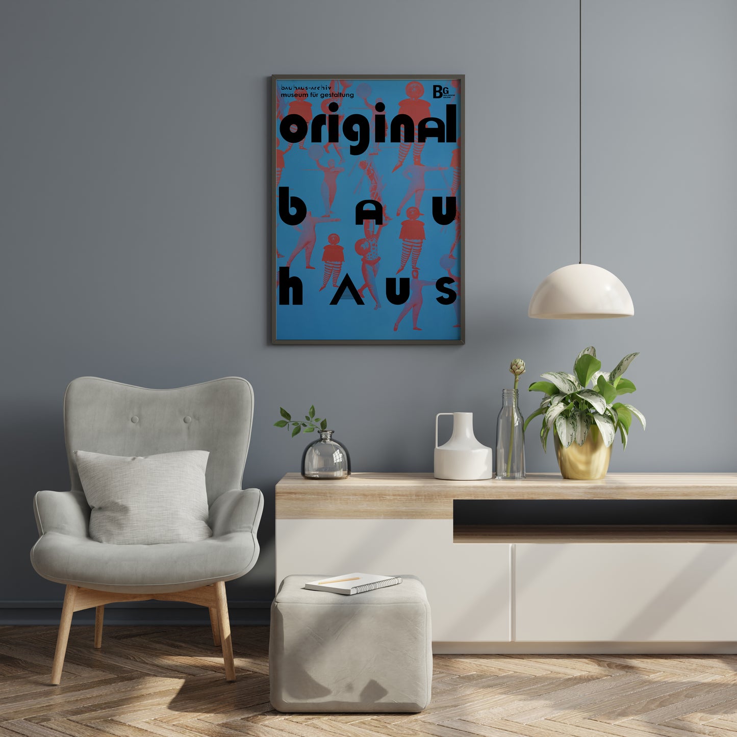 Bauhaus Ballet Poster – Mid Century Modern Wall Art Print in Navy Blue