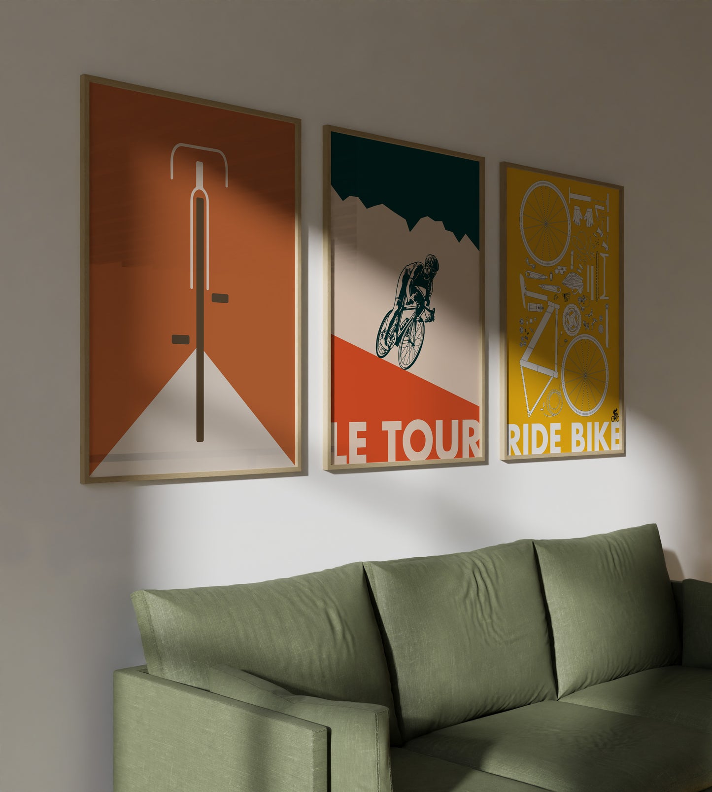 Minimalist Cycling Poster Set Retro Bike Wall Art Prints