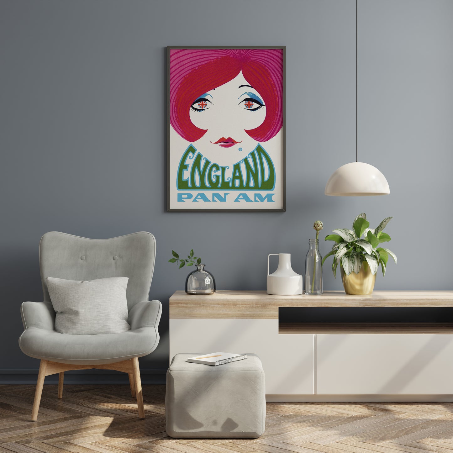 Vintage Aviation Travel Poster – England Airline Retro Wall Art Print