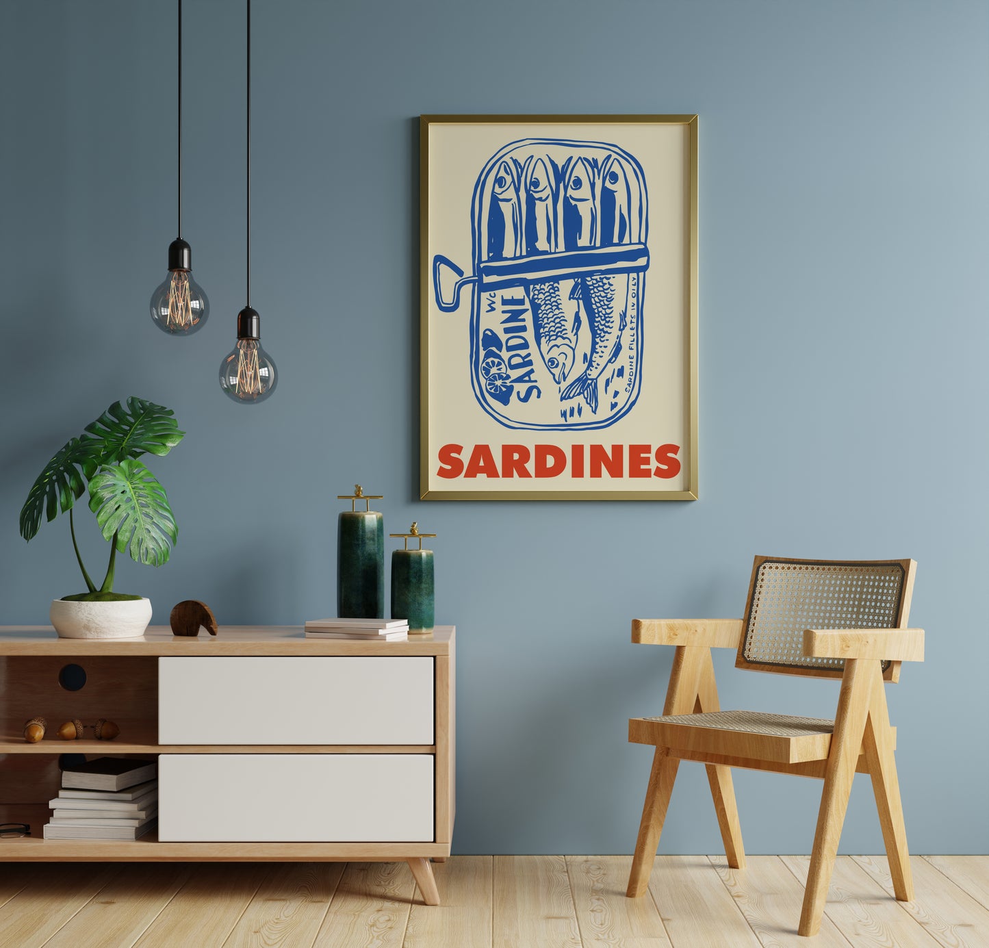 Vintage Sardines Kitchen Poster Retro Seafood Wall Art Print