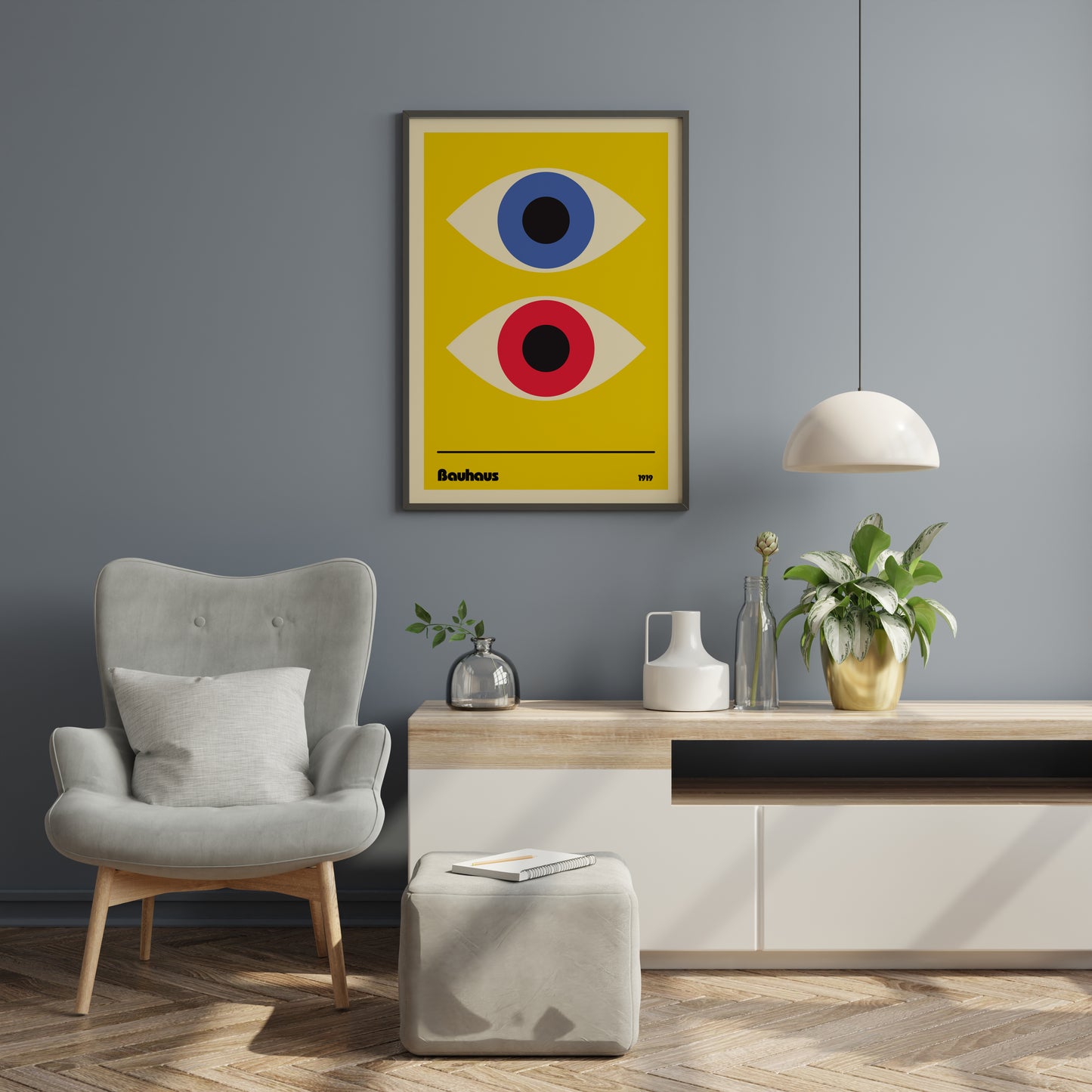 Bauhaus Eye Poster Print Modern Abstract Wall Art Minimal Geometric Design Poster for Contemporary Interior Decor