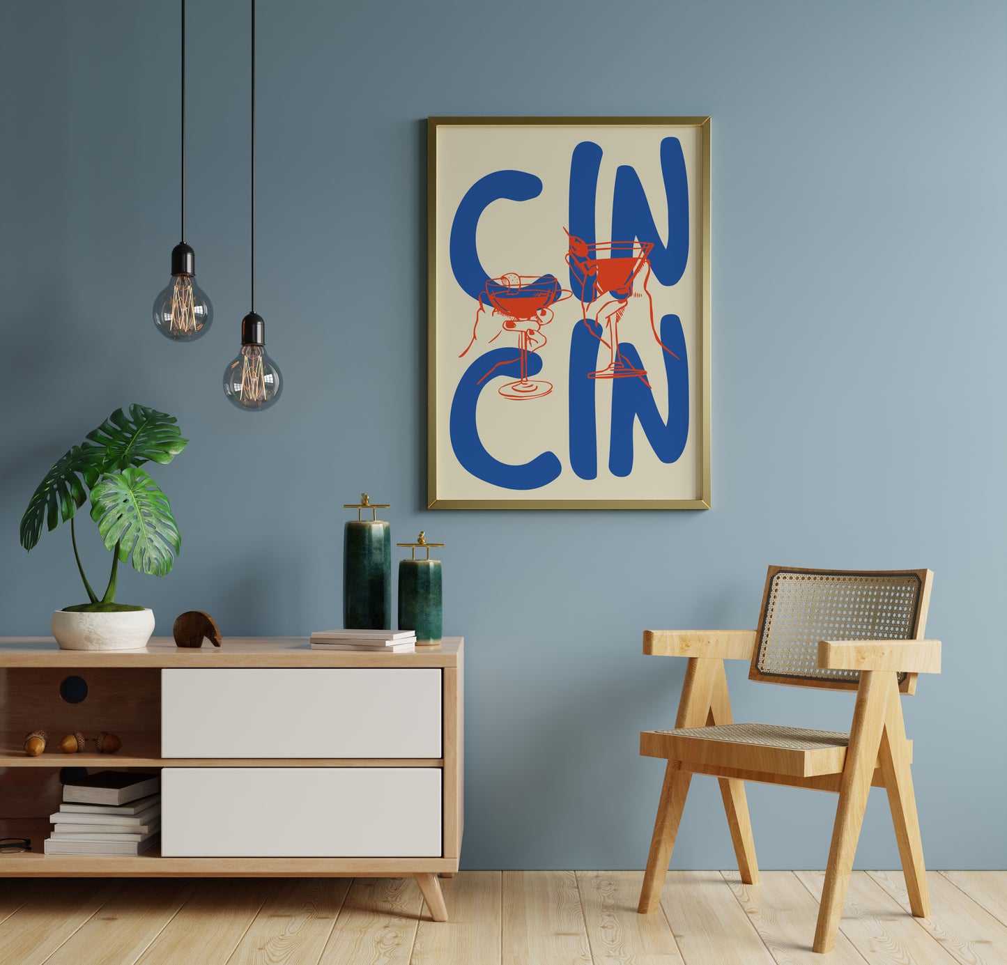 Cin Cin Cocktail Poster – Modern Wine & Aperitivo Wall Art Print