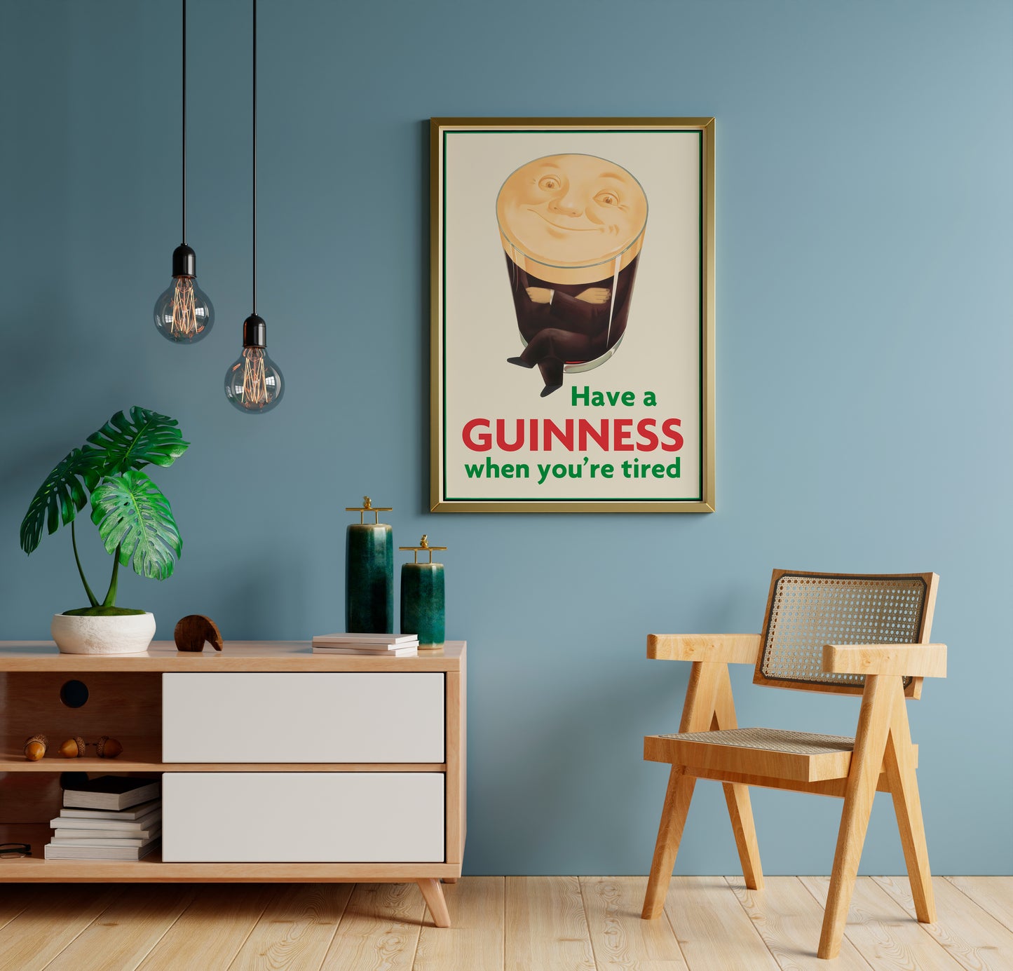Vintage Beer Poster Print – Guinness Inspired Advertising Wall Art for Home Bar Kitchen Decor