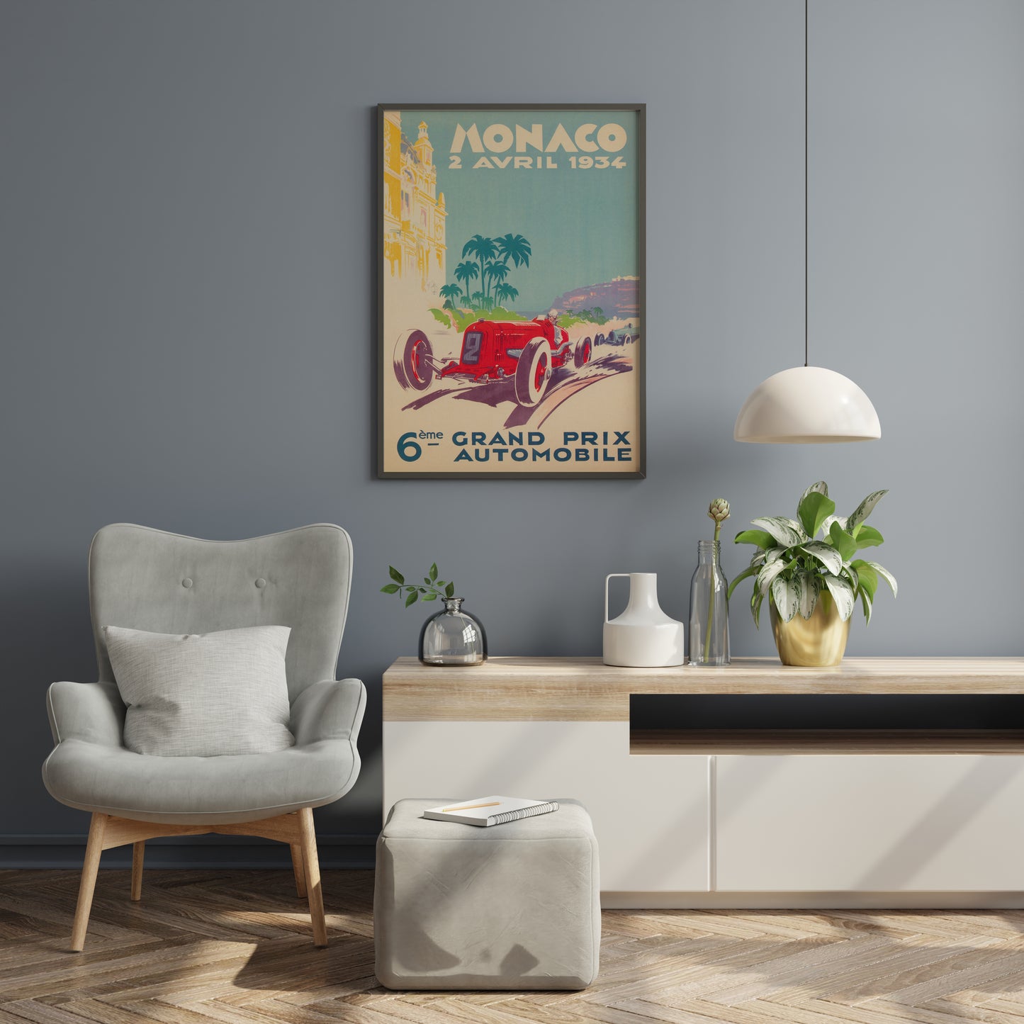 Monaco Grand Prix 1934 Vintage Racing Poster – Classic Automobile Wall Art Print